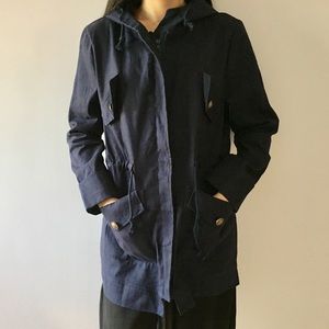 Thin hooded zip-up utility jacket